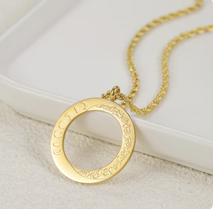 "Patience" Calligraphy Necklace Moon